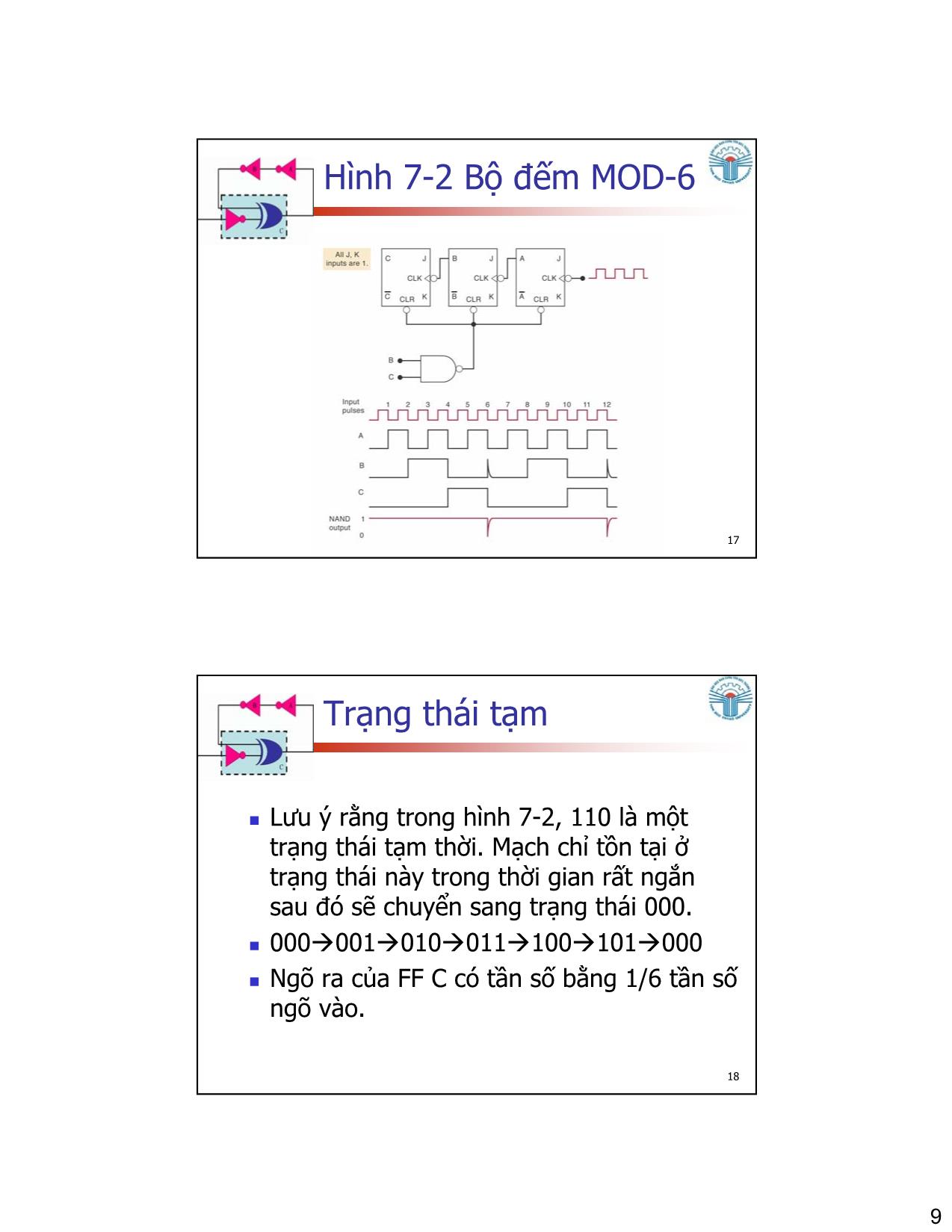 Bài giảng Kỹ thuật số - Chương 7: Bộ đếm và thanh ghi - Đặng Ngọc Khoa trang 9