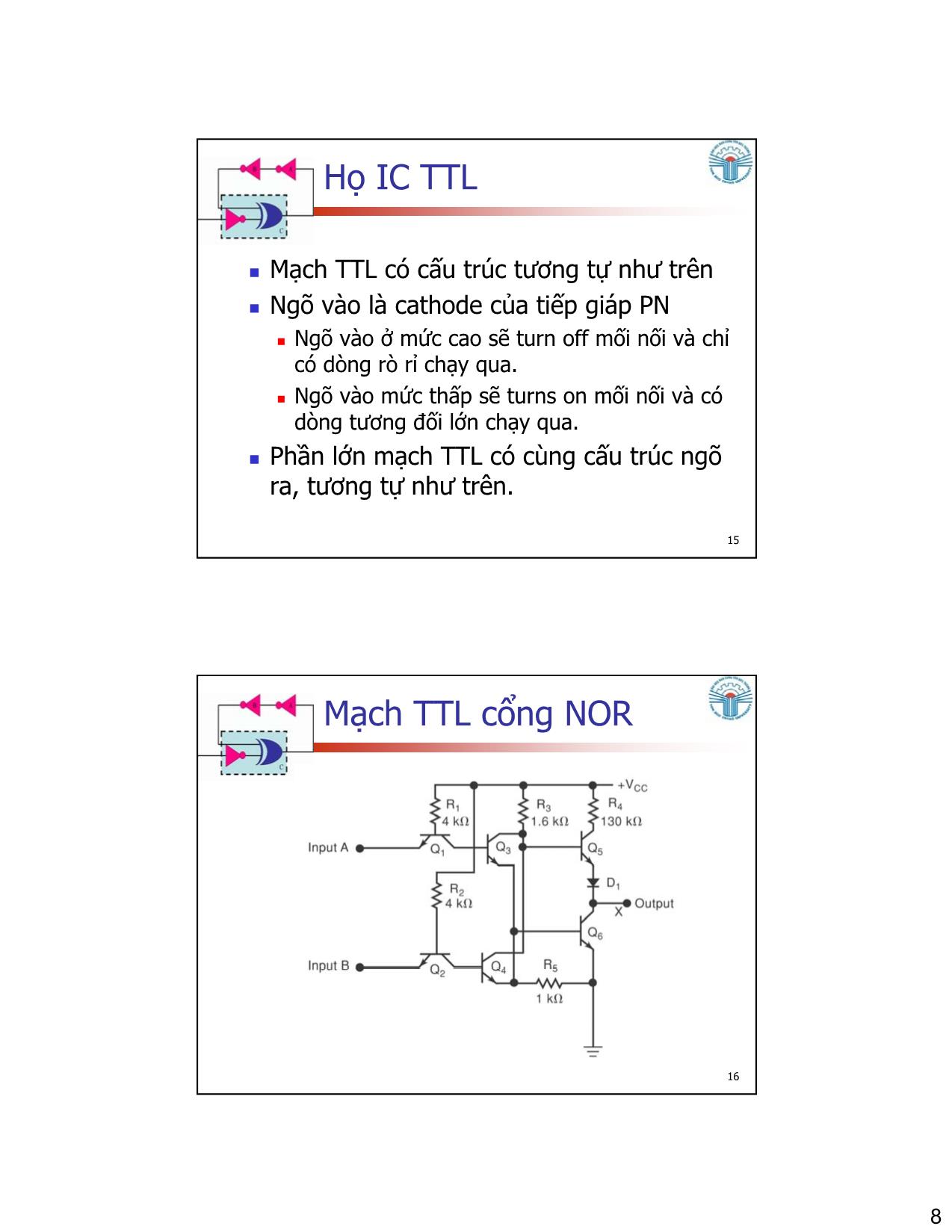 Bài giảng Kỹ thuật số - Chương 8: Đặc điểm của IC số - Đặng Ngọc Khoa trang 8