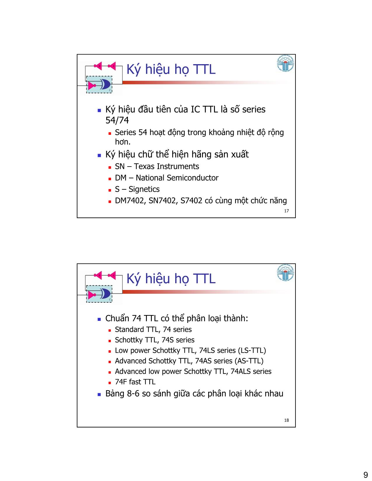 Bài giảng Kỹ thuật số - Chương 8: Đặc điểm của IC số - Đặng Ngọc Khoa trang 9