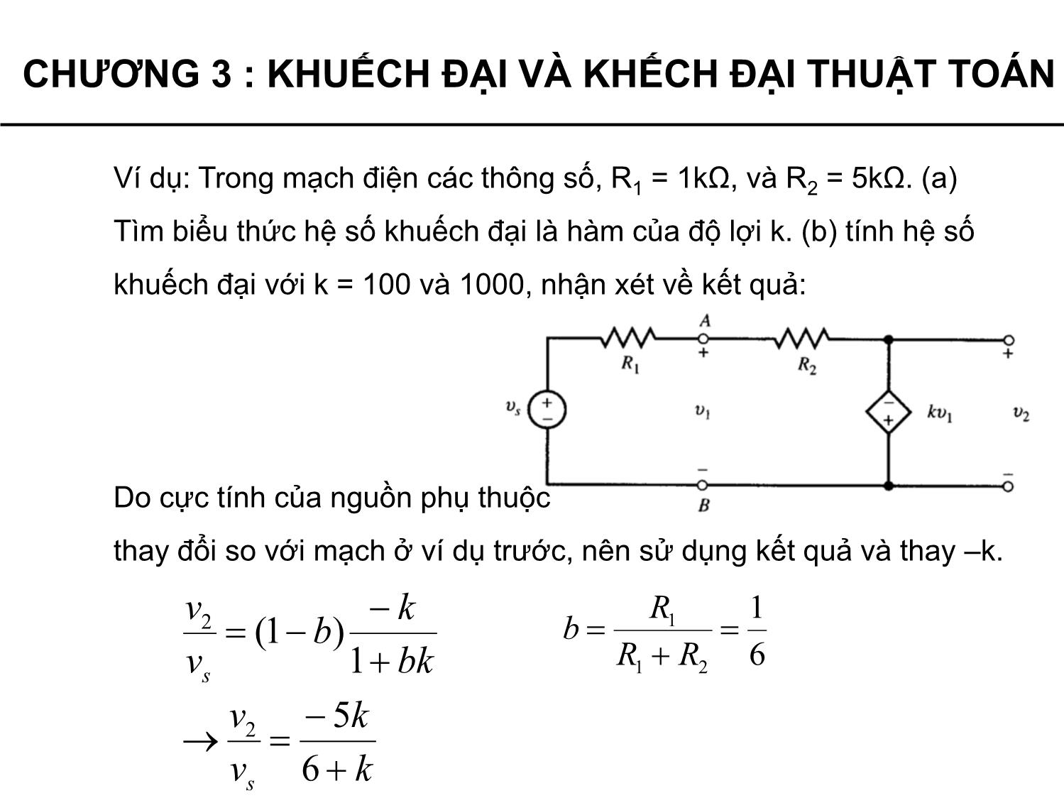 Bài giảng Lý thuyết mạch - Chương 3: Mạch khuếch đại và khuếch đại thuật toán - Phạm Khánh Tùng trang 10