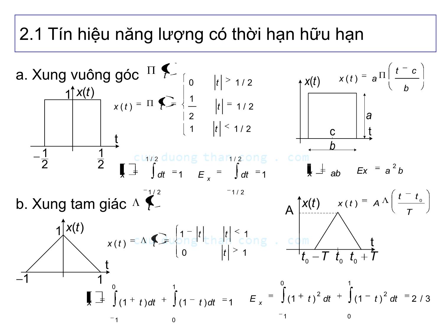 Bài giảng Lý thuyết tín hiệu - Chương 2, Phần 1: Tín hiệu xác định - Võ Thị Thu Sương trang 8