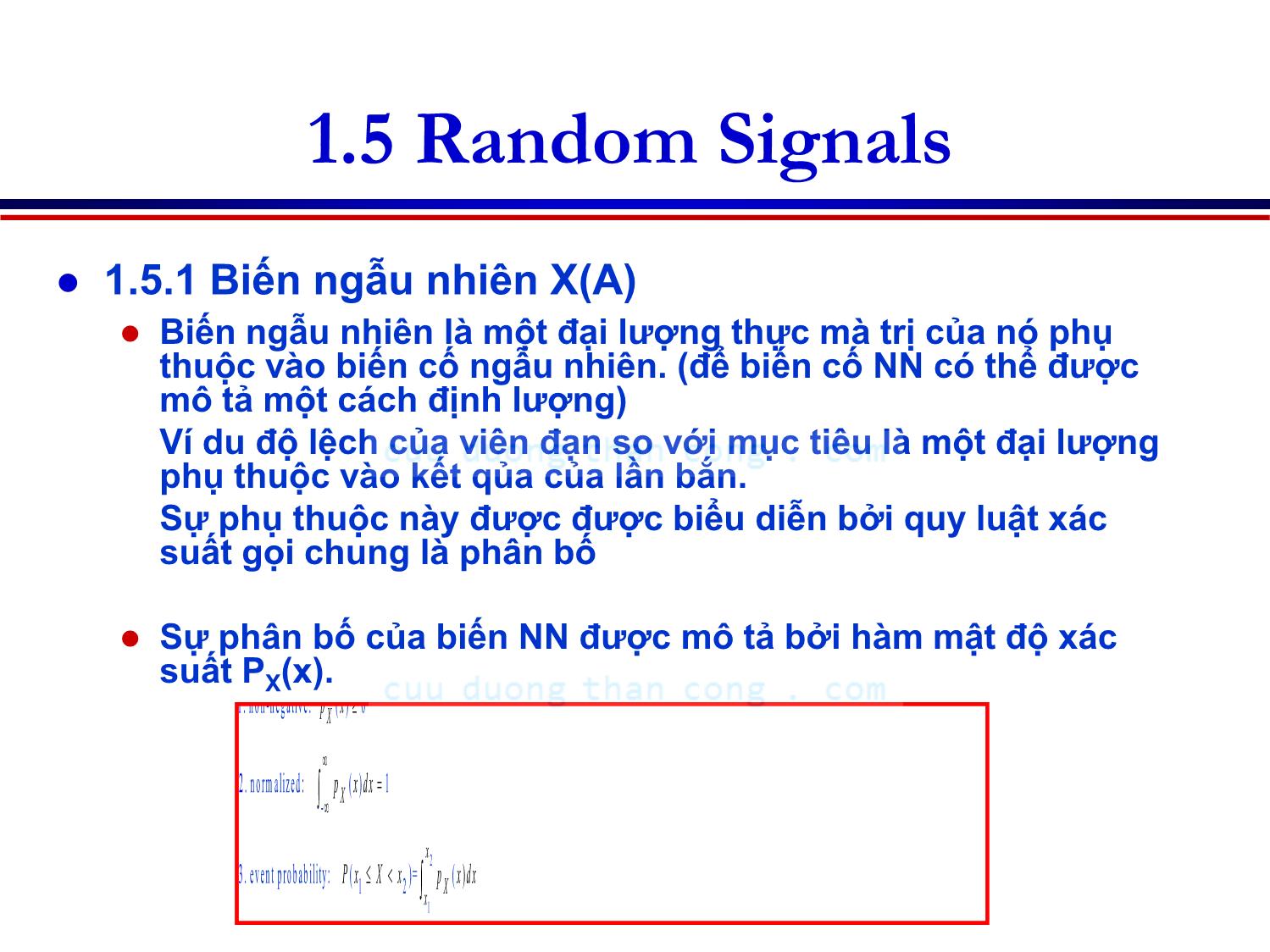 Bài giảng Lý thuyết tín hiệu - Chương 3, Phần 1: Tín hiệu ngẫu nhiên - Võ Thị Thu Sương trang 2