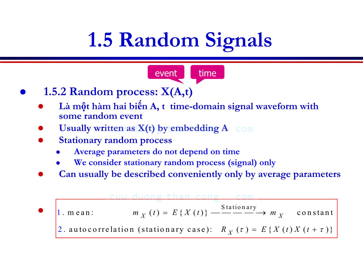 Bài giảng Lý thuyết tín hiệu - Chương 3, Phần 1: Tín hiệu ngẫu nhiên - Võ Thị Thu Sương trang 5