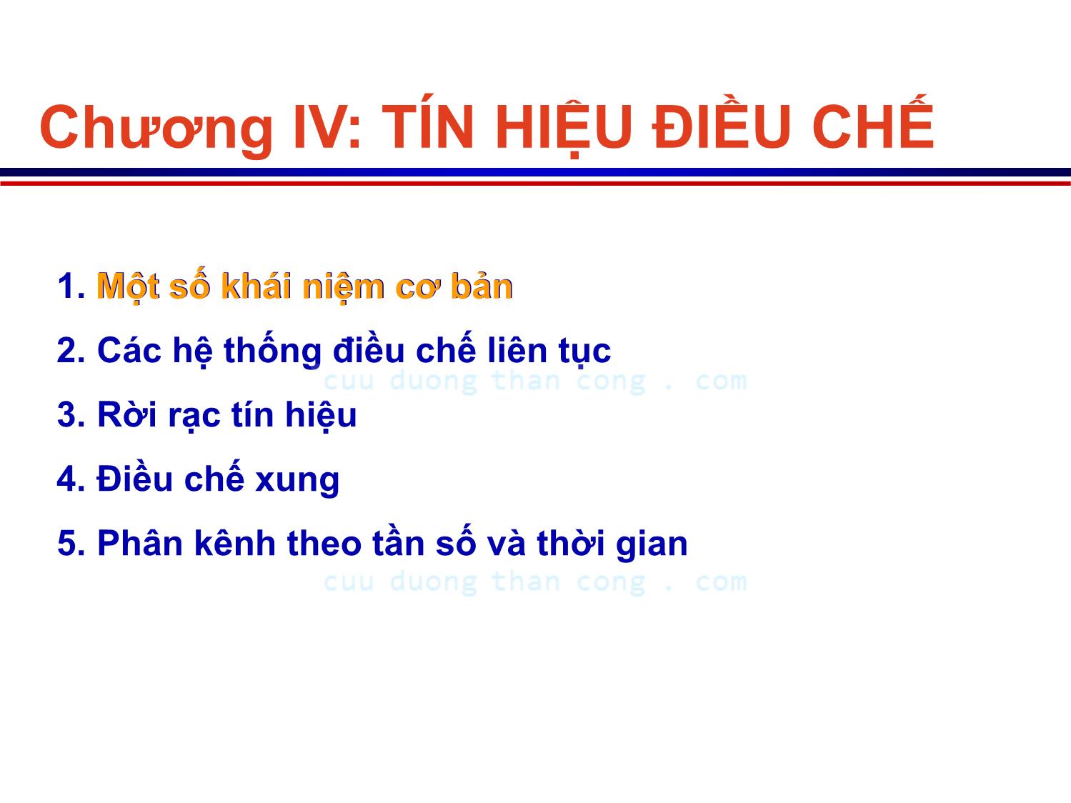 Bài giảng Lý thuyết tín hiệu - Chương 4: Tín hiệu điều chế - Võ Thị Thu Sương trang 1