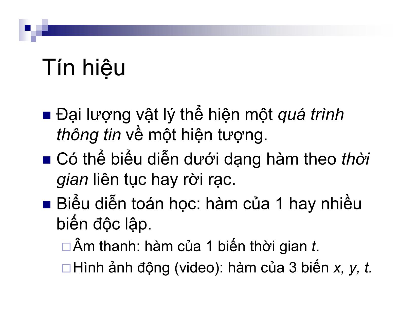 Bài giảng môn Xử lý tín hiệu số - Chương 1: Tín hiệu và hệ thống trang 3