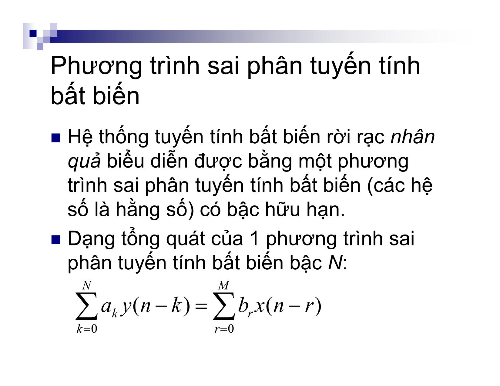 Bài giảng môn Xử lý tín hiệu số - Chương 3: Hệ thống tuyến tính bất biến rời rạc trang 3