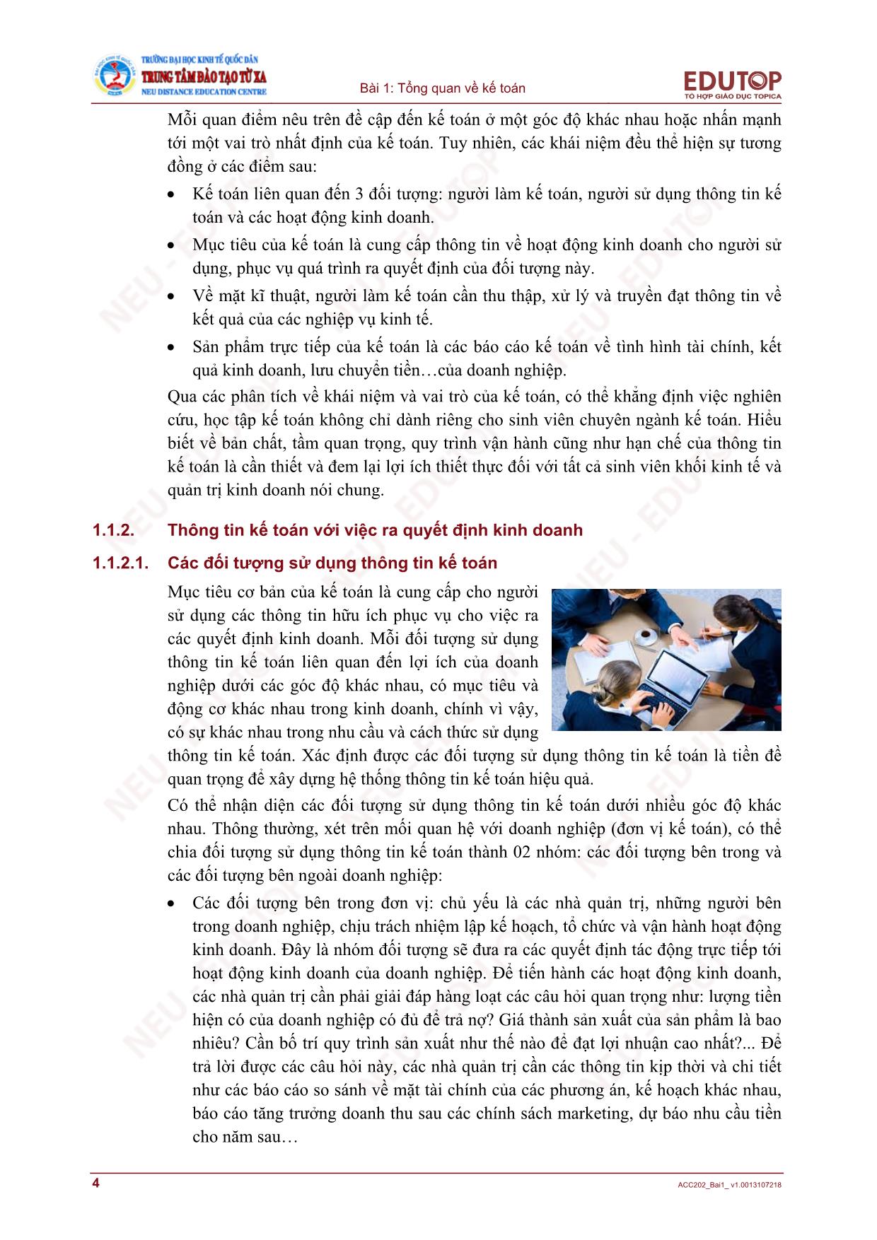 Bài giảng Nguyên lý kế toán - Bài 1: Tổng quan về kế toán trang 4