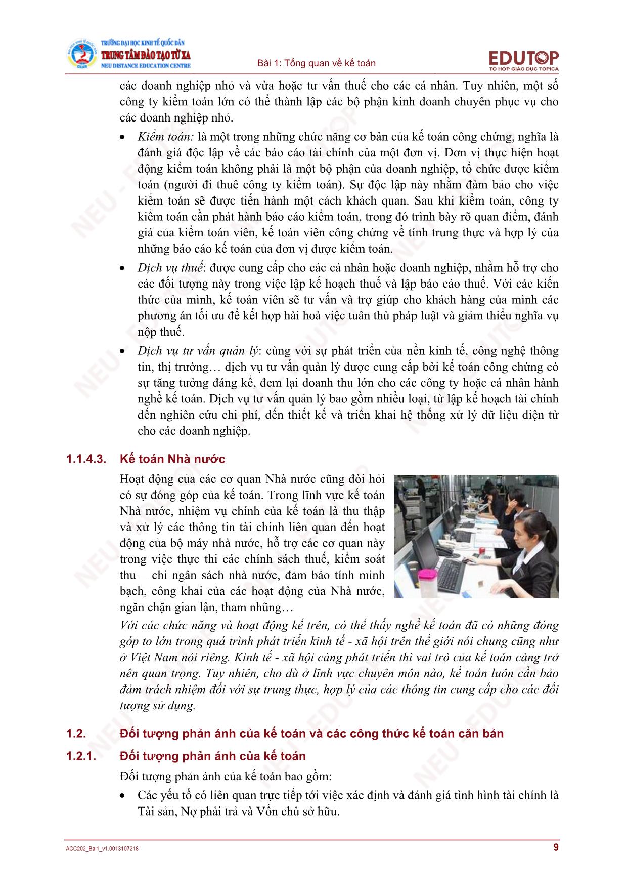 Bài giảng Nguyên lý kế toán - Bài 1: Tổng quan về kế toán trang 9