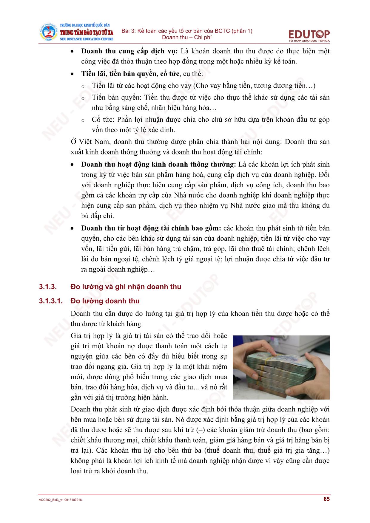 Bài giảng Nguyên lý kế toán - Bài 3: Kế toán các yếu tố cơ bản của Báo cáo tài chính - Phần 1: Doanh thu & Chi phí trang 5