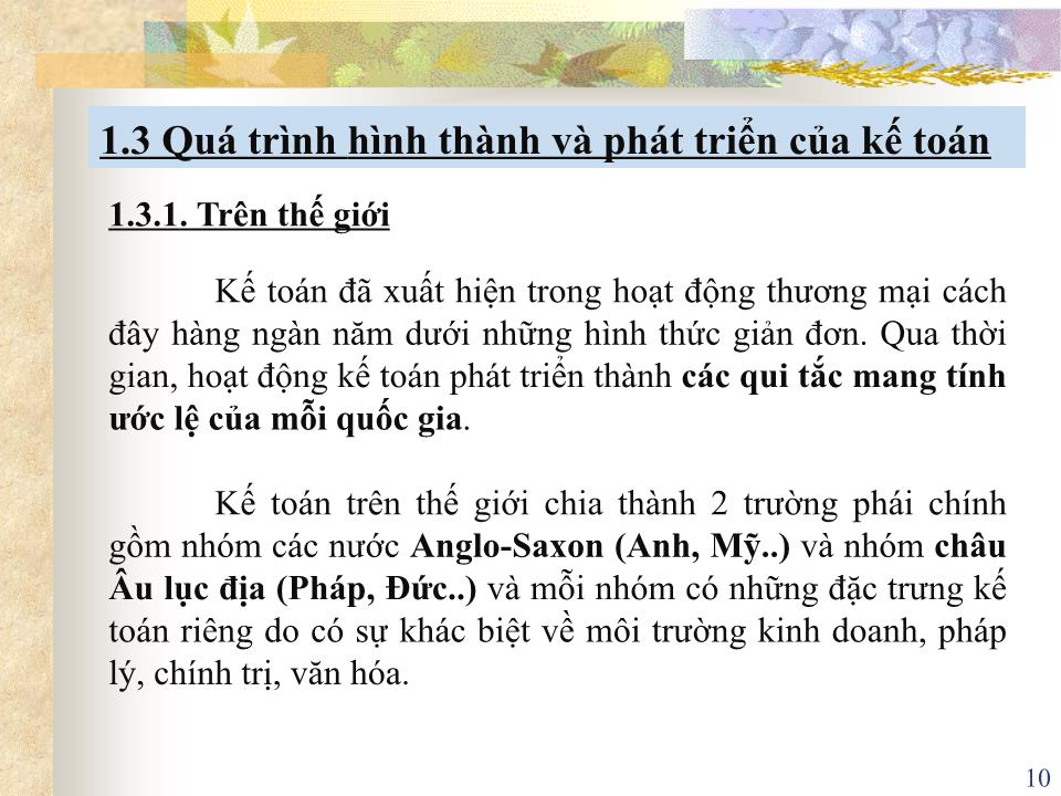 Bài giảng Nguyên lý kế toán - Chương 1: Tổng quan về kế toán (Bản đẹp) trang 10