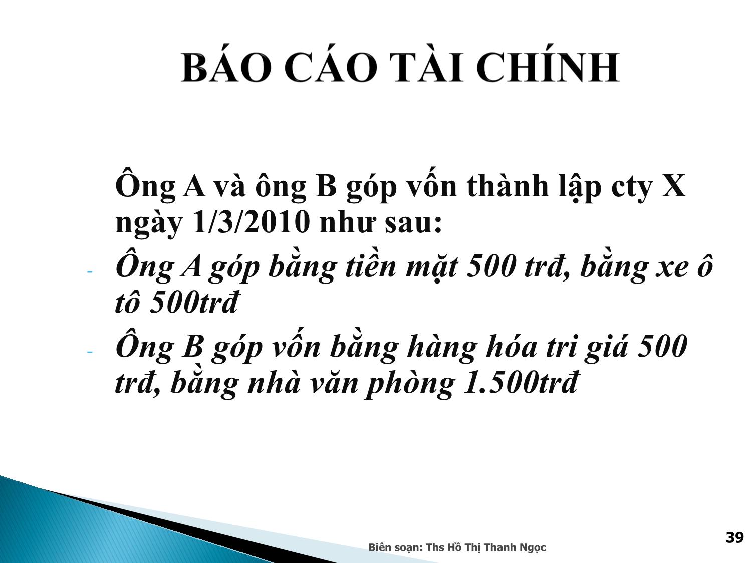 Bài giảng Nguyên lý kế toán - Chương 2: Bảng cân đối kế toán và Báo cáo kết quả kinh doanh - Hồ Thị Thanh Ngọc trang 4