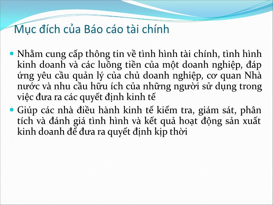 Bài giảng Nguyên lý kế toán - Chương 2: Tổng quan về Báo cáo tài chính trang 5