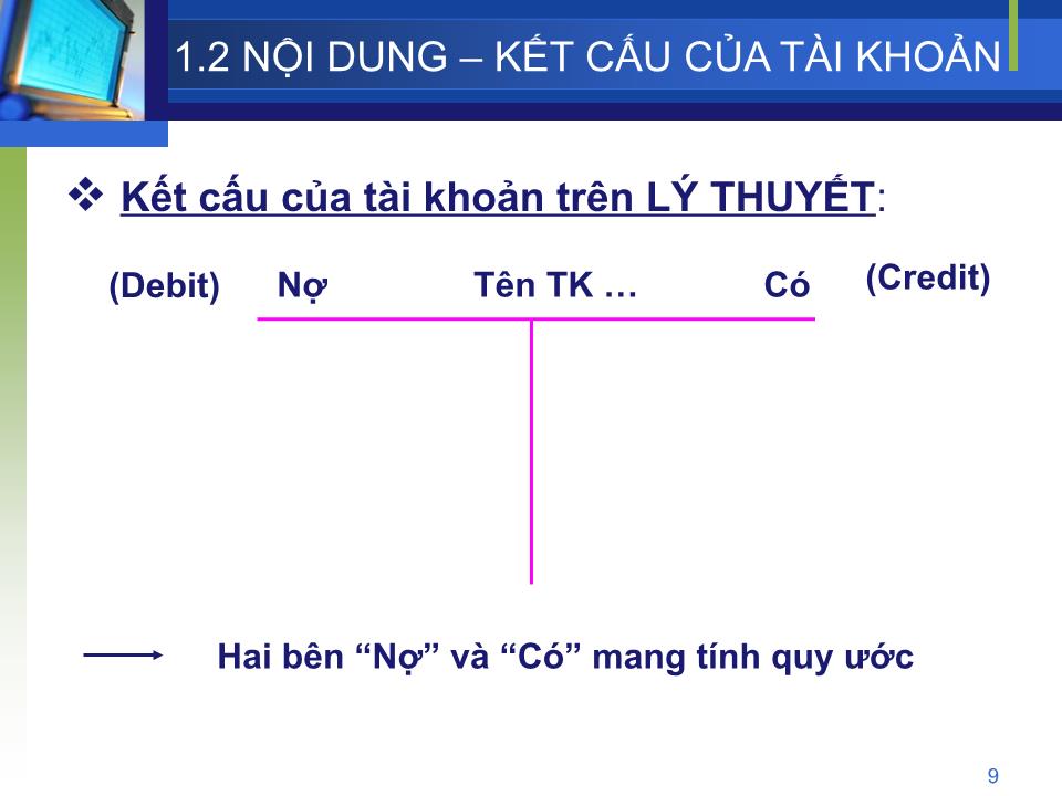 Bài giảng Nguyên lý kế toán - Chương 3: Tài khoản kế toán & Ghi sổ kép (Bản đẹp) trang 9