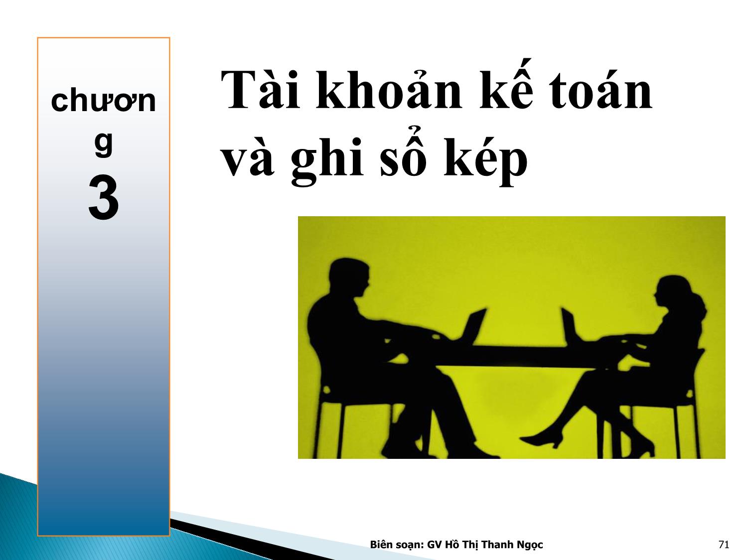 Bài giảng Nguyên lý kế toán - Chương 3: Tài khoản kế toán và ghi sổ kép - Hồ Thị Thanh Ngọc trang 1