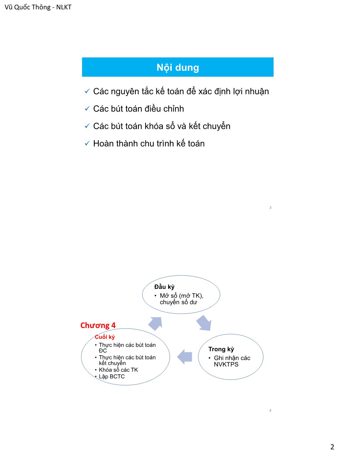 Bài giảng Nguyên lý kế toán - Chương 4: Khóa sổ và lập Báo cáo tài chính - Vũ Quốc Thông trang 2