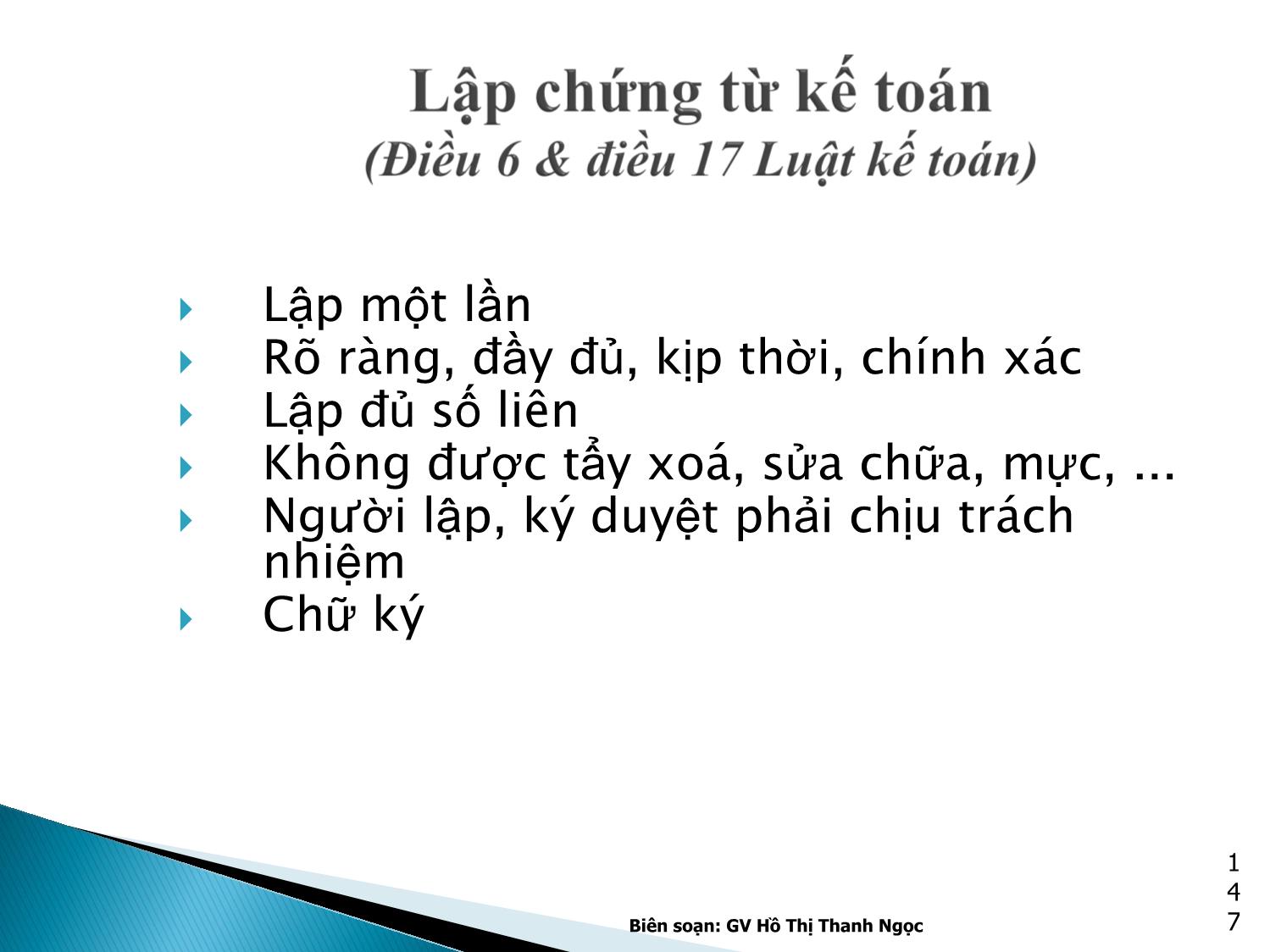 Bài giảng Nguyên lý kế toán - Chương 5: Chứng từ & Kiểm kê - Hồ Thị Thanh Ngọc trang 7