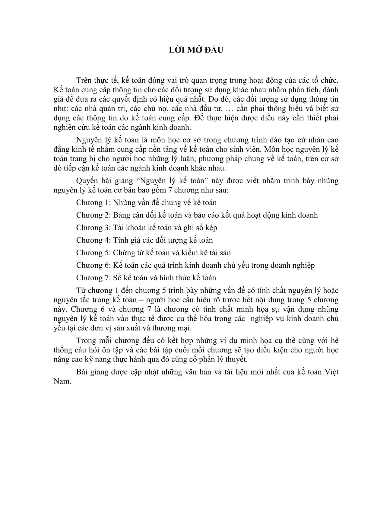 Bài giảng Nguyên lý kế toán (Phần 1) - Nguyễn Thị Thanh Hoa trang 2