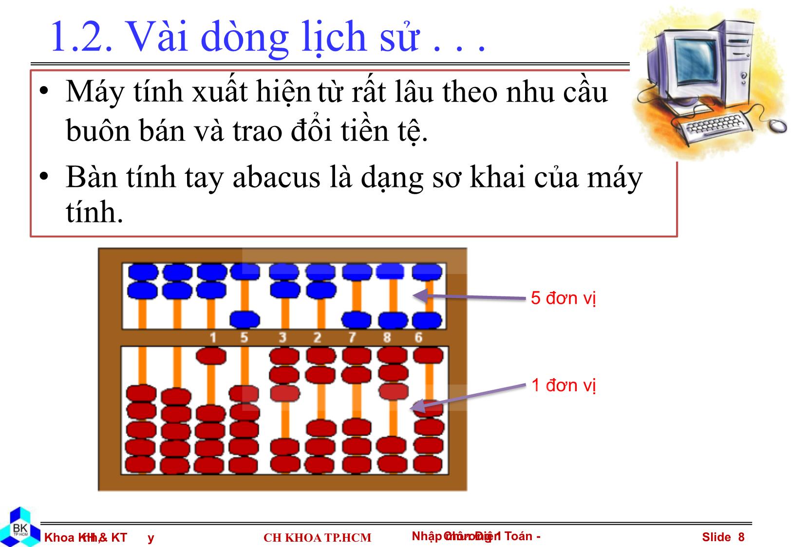 Bài giảng Nhập môn điện toán - Chương 1, Phần 2: Khái niệm cơ bản trang 8