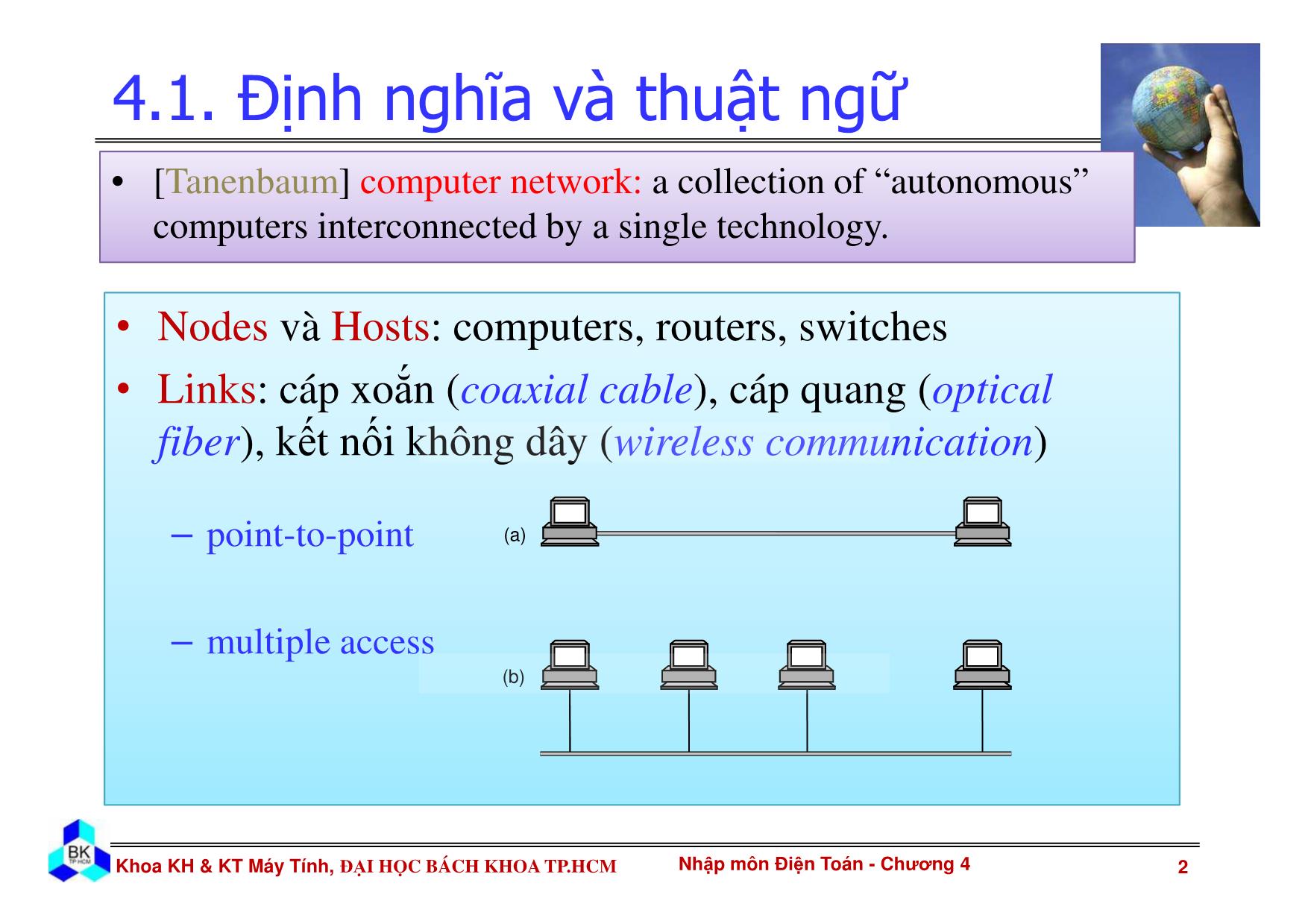 Bài giảng Nhập môn điện toán - Chương 4: Mạng máy tính trang 2