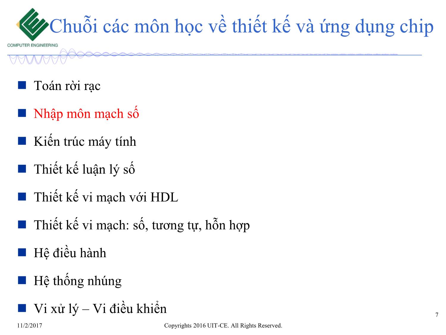 Bài giảng Nhập môn mạch số - Chương 1: Giới thiệu trang 7