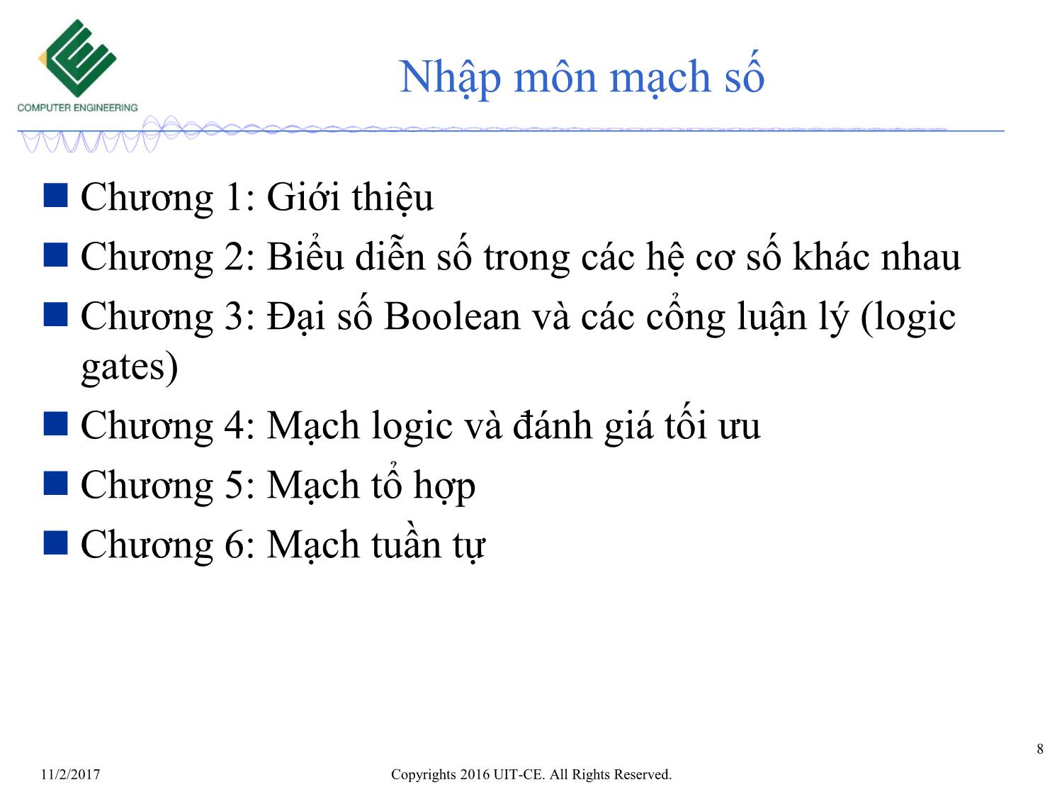 Bài giảng Nhập môn mạch số - Chương 1: Giới thiệu trang 8