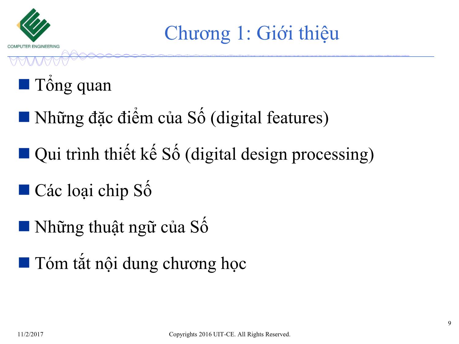 Bài giảng Nhập môn mạch số - Chương 1: Giới thiệu trang 9