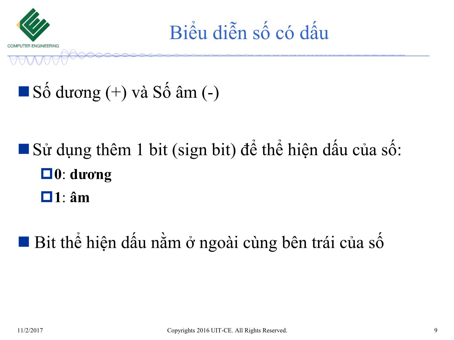 Bài giảng Nhập môn mạch số - Chương 2: Các dạng biểu diễn số (Tiếp theo) trang 9