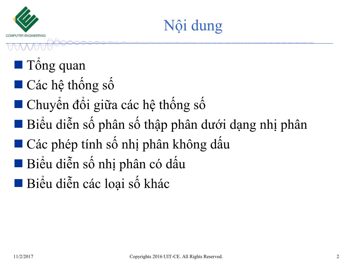 Bài giảng Nhập môn mạch số - Chương 2: Các dạng biểu diễn số trang 2