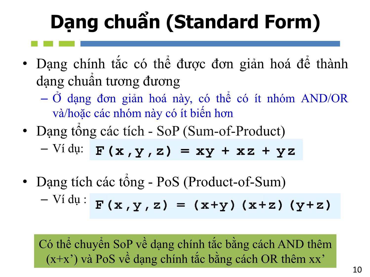 Bài giảng Nhập môn mạch số - Chương 4: Bìa Karnaugh - Hồ Ngọc Diễm trang 10