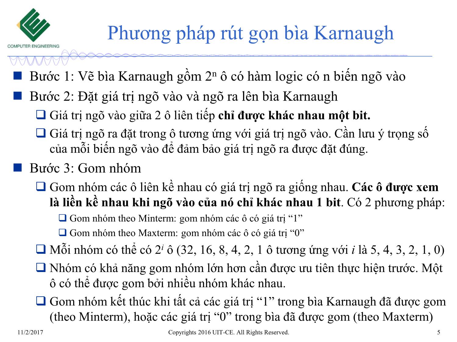 Bài giảng Nhập môn mạch số - Chương 4: Bìa karnaugh (Tiếp theo) trang 5