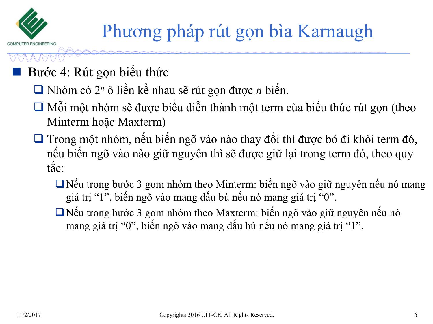Bài giảng Nhập môn mạch số - Chương 4: Bìa karnaugh (Tiếp theo) trang 6