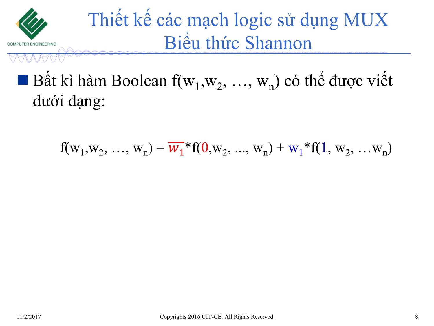 Bài giảng Nhập môn mạch số - Chương 5: Mạch tổ hợp. Các mạch khác (Tiếp theo) trang 8