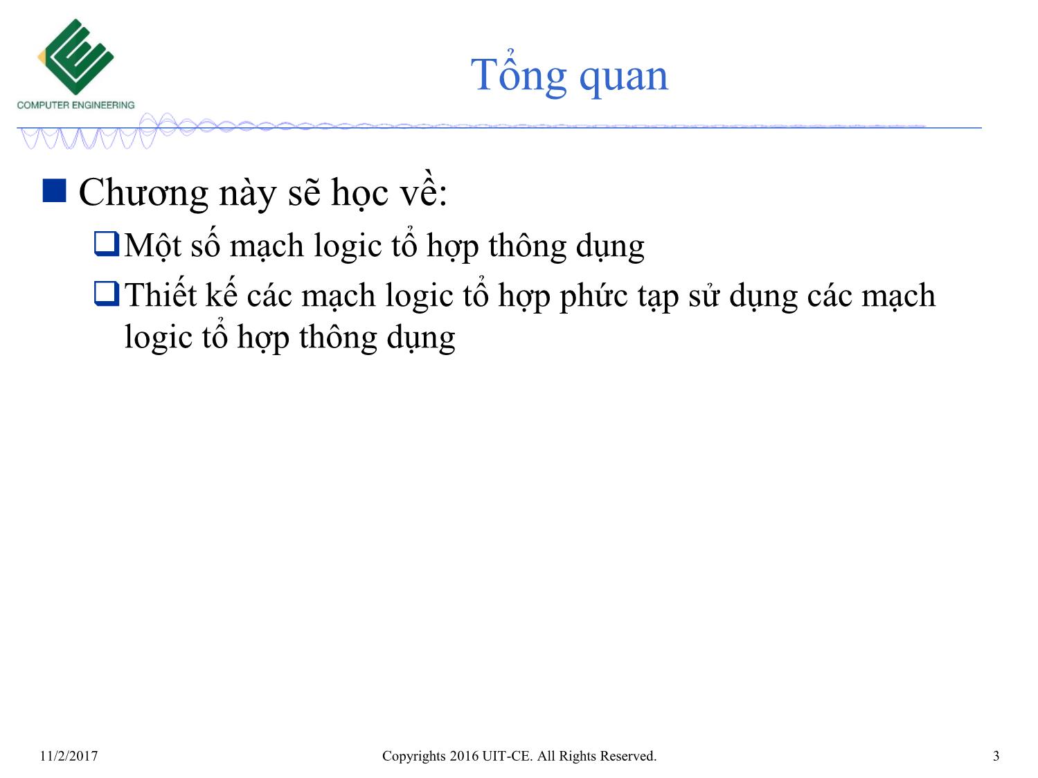 Bài giảng Nhập môn mạch số - Chương 5: Mạch tổ hợp. Mạch tính toán số học trang 3