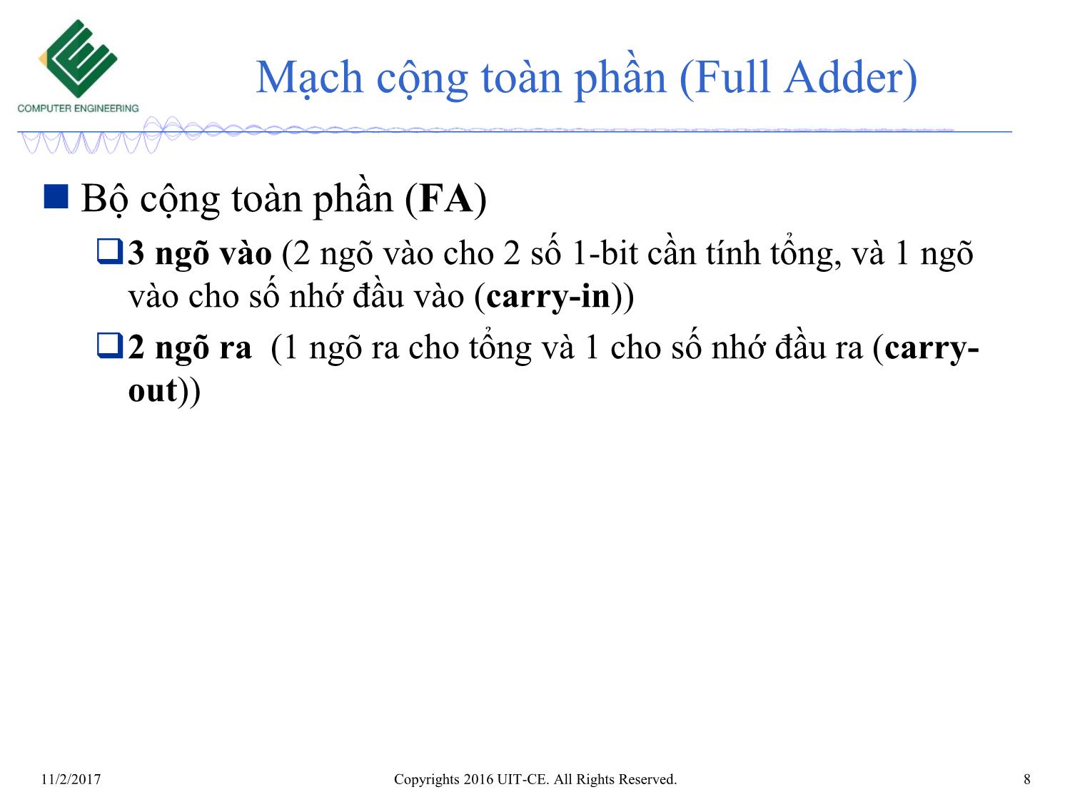 Bài giảng Nhập môn mạch số - Chương 5: Mạch tổ hợp. Mạch tính toán số học trang 8