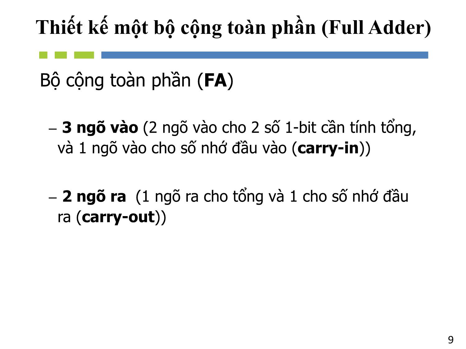 Bài giảng Nhập môn mạch số - Chương 5, Phần 1: Mạch tổ hợp. Mạch tính toán số học - Hồ Ngọc Diễm trang 9