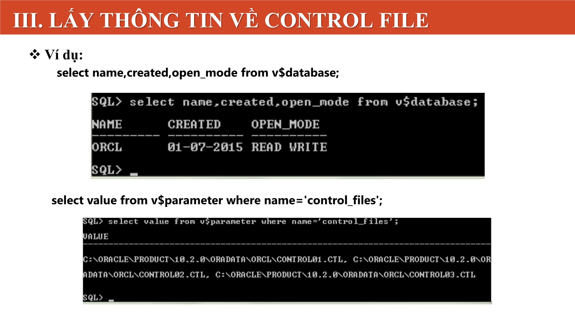 Bài giảng Quản lý Control File trang 9