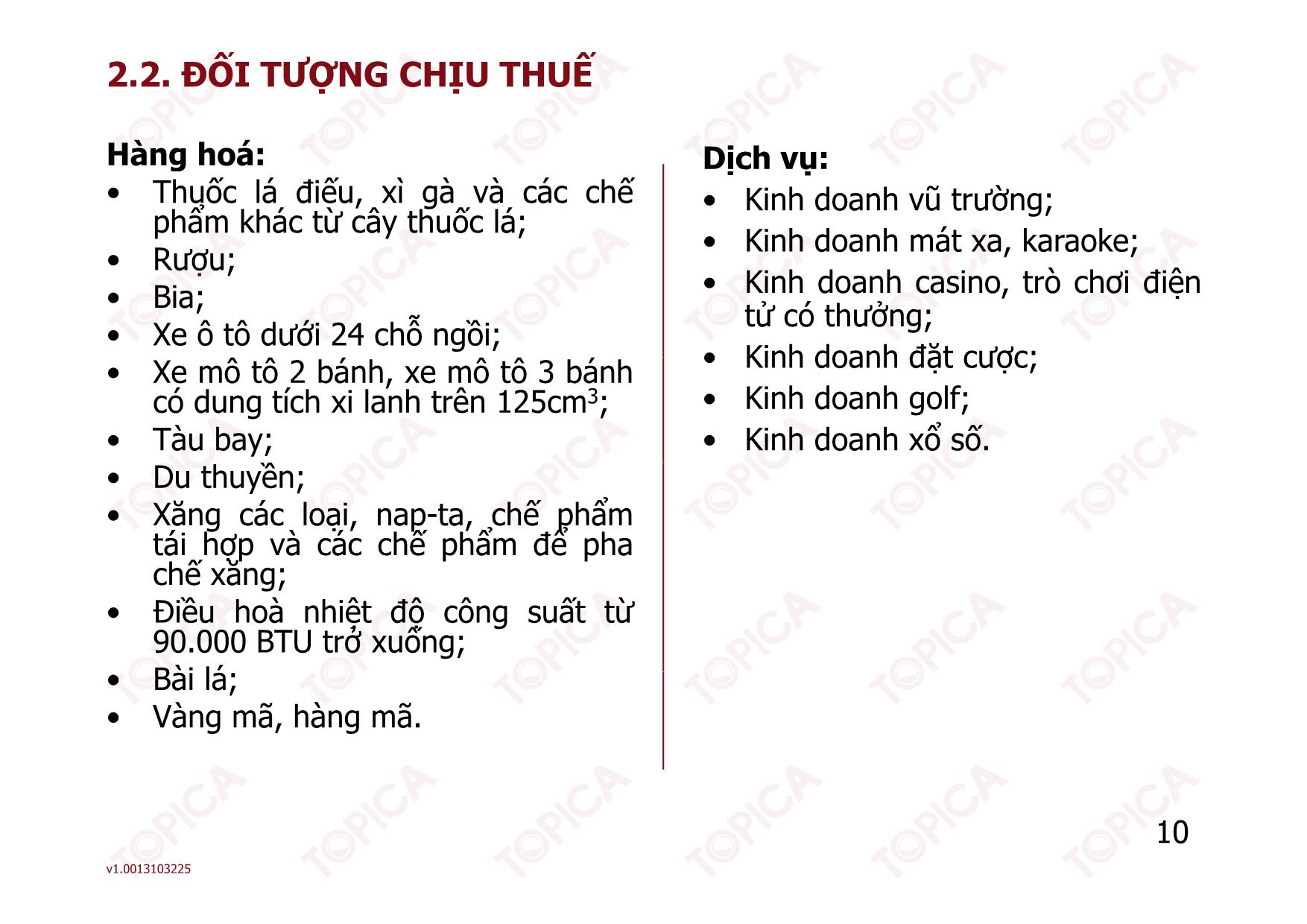 Bài giảng Thuế - Bài 4: Thuế tiêu thụ đặc biệt - Nguyễn Minh Đức trang 10