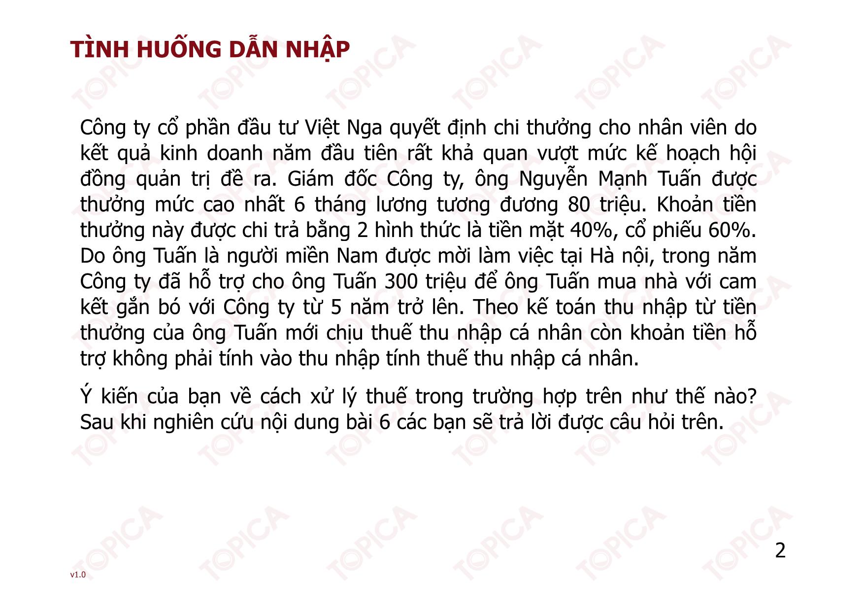 Bài giảng Thuế - Bài 6: Thuế thu nhập cá nhân - Nguyễn Minh Đức trang 2