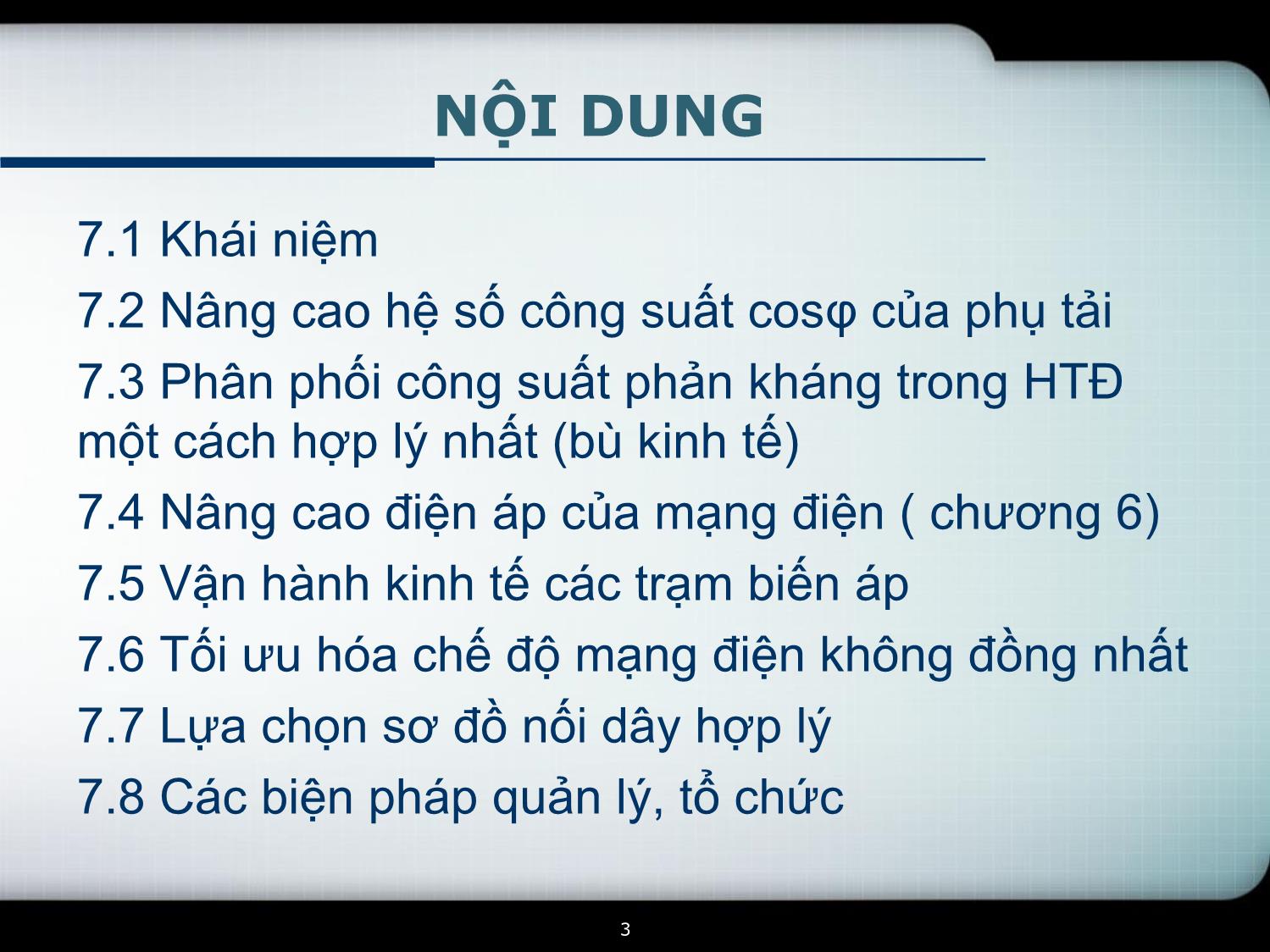 Bài giảng Tối ưu hóa chế độ làm việc của mạng điện trang 3