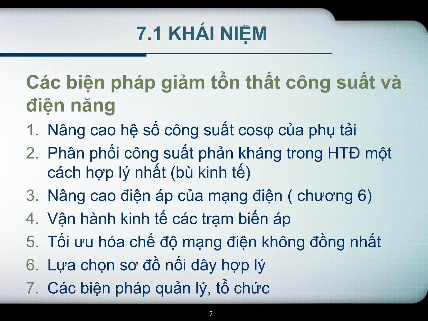 Bài giảng Tối ưu hóa chế độ làm việc của mạng điện trang 5