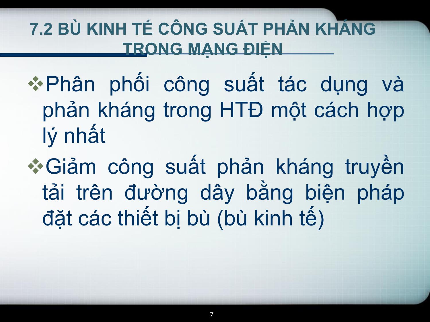 Bài giảng Tối ưu hóa chế độ làm việc của mạng điện trang 7