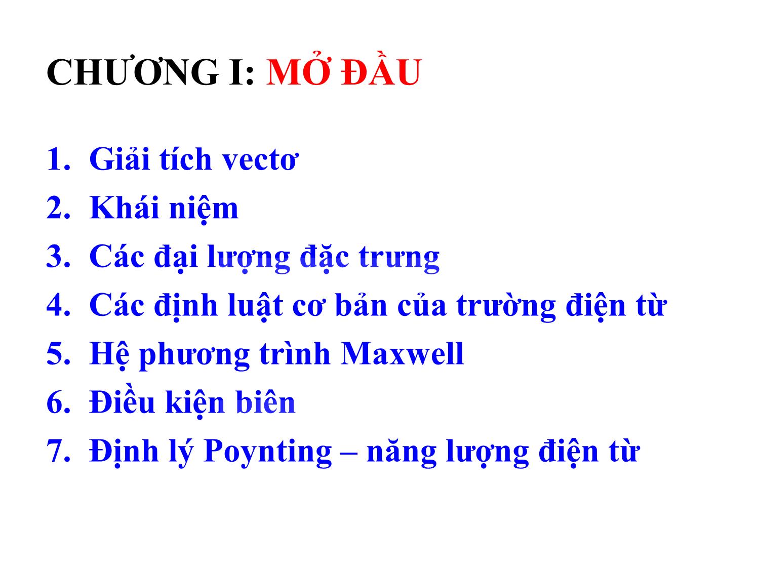 Bài giảng Trường điện từ - Chương 1: Mở đầu trang 2