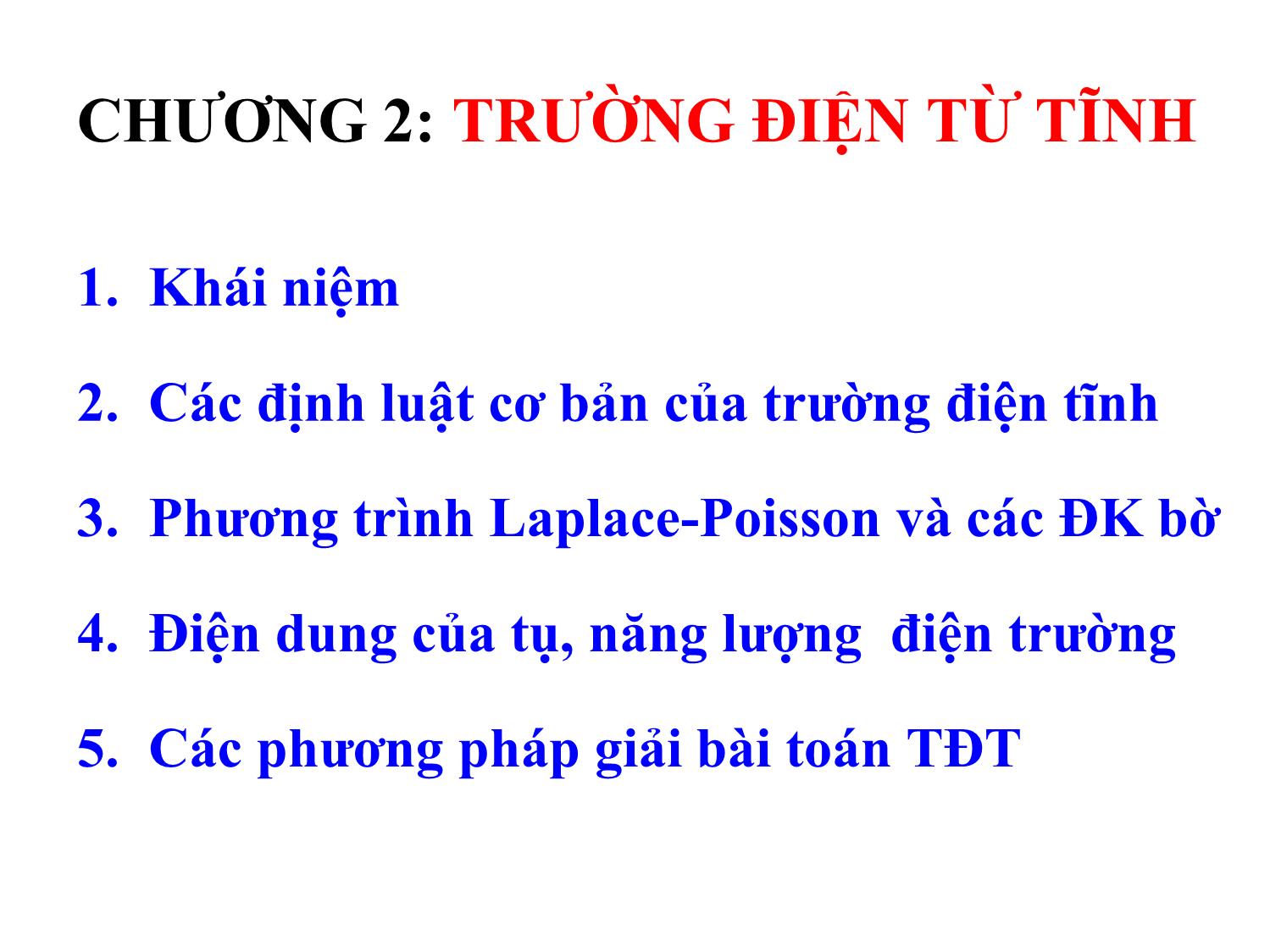 Bài giảng Trường điện từ - Chương 2: Trường điện từ tĩnh trang 2