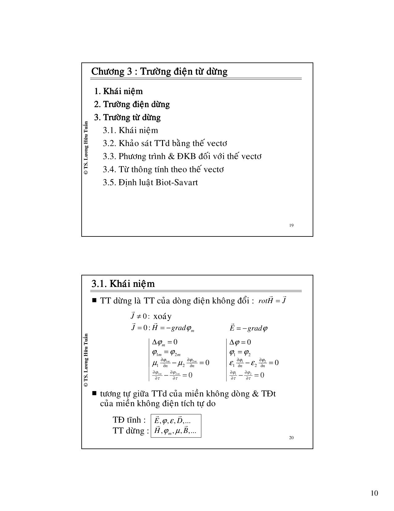 Bài giảng Trường điện từ - Chương 3: Trường từ điện dừng - Lương Hữu Tuấn trang 10