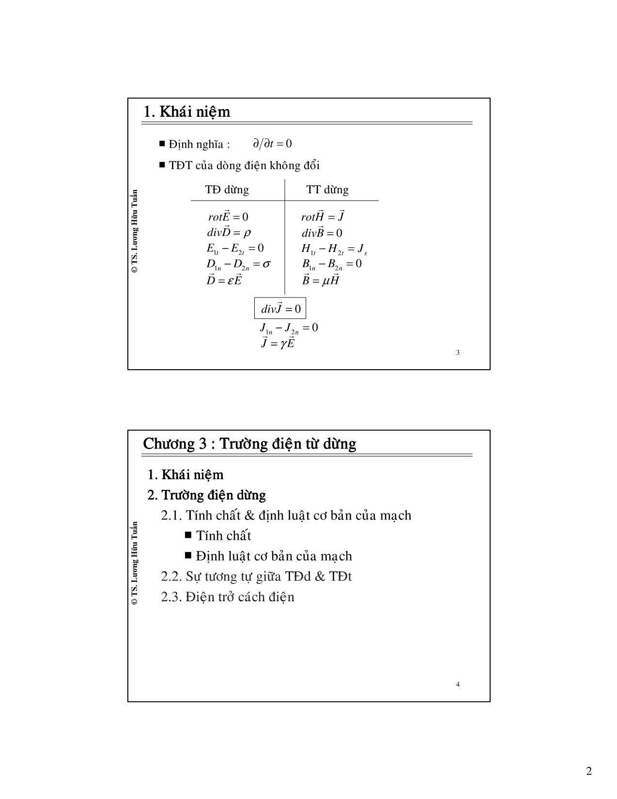 Bài giảng Trường điện từ - Chương 3: Trường từ điện dừng - Lương Hữu Tuấn trang 2