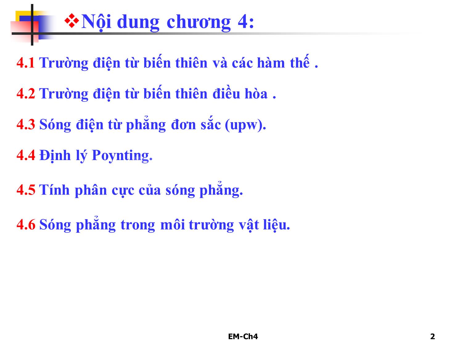 Bài giảng Trường điện từ - Chương 4: Trường điện từ biến thiên trang 2