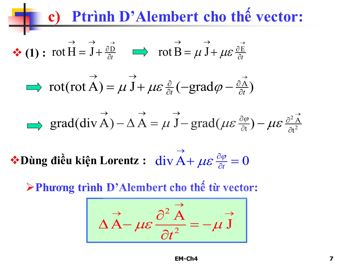 Bài giảng Trường điện từ - Chương 4: Trường điện từ biến thiên trang 7