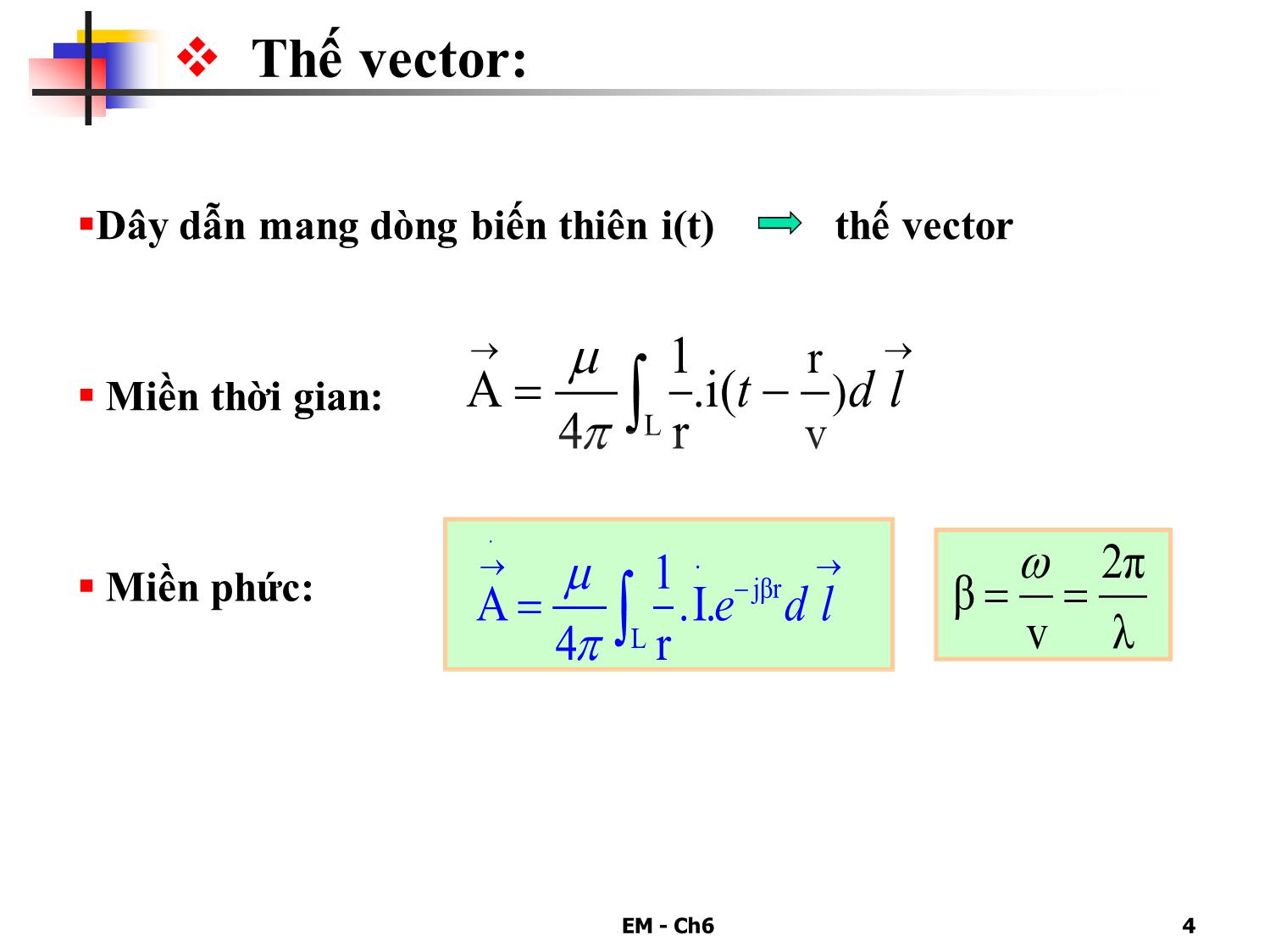 Bài giảng Trường điện từ - Chương 6: Bức xạ điện từ và anten trang 4