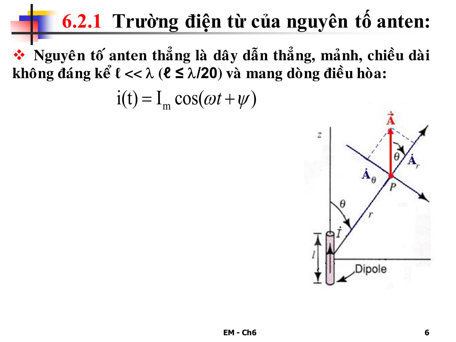 Bài giảng Trường điện từ - Chương 6: Bức xạ điện từ và anten trang 6