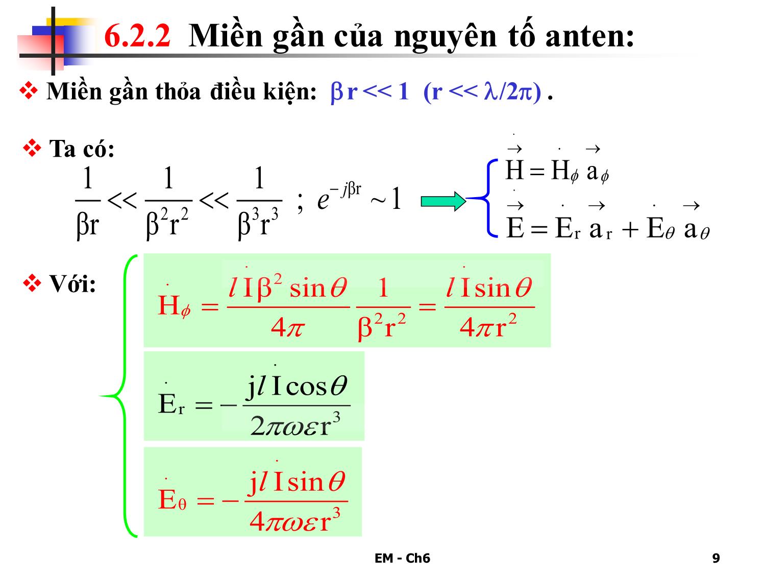 Bài giảng Trường điện từ - Chương 6: Bức xạ điện từ và anten trang 9